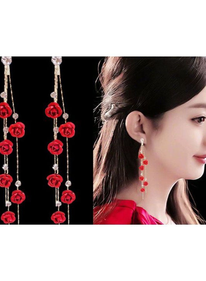 J&J Rose Design Dangle Earrings  - Image 3