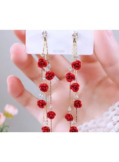 Rose Design Dangle Earrings - v1606742112/N42624184A_4