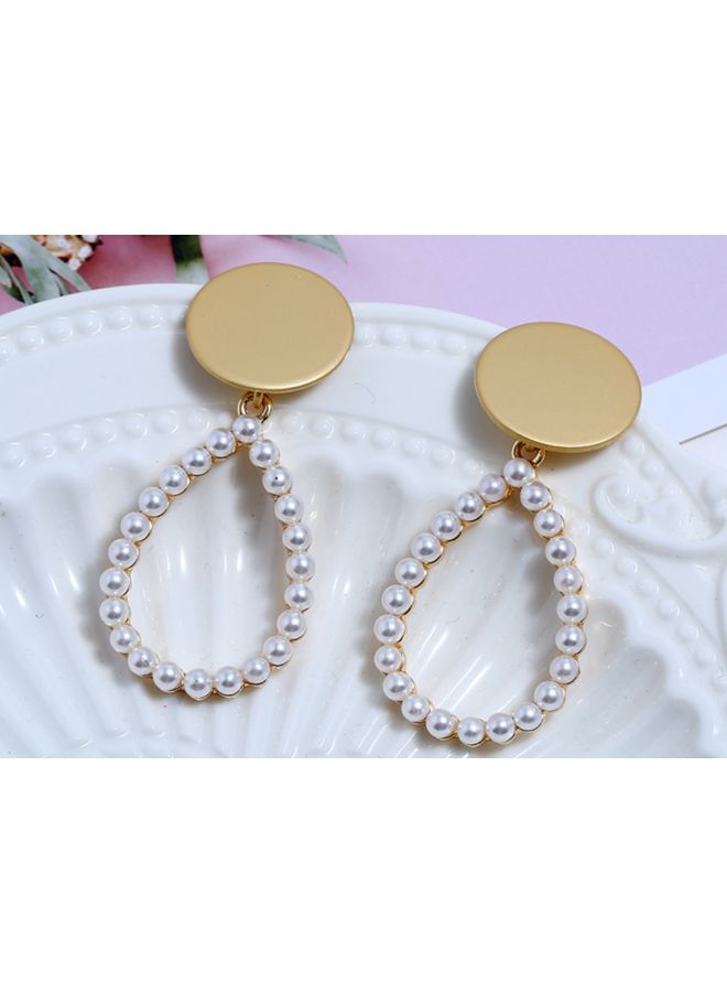 J&J Drop Shaped Pearl Detail Dangle Earrings - Image 4