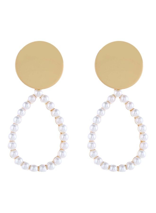 J&J Drop Shaped Pearl Detail Dangle Earrings - Image 1