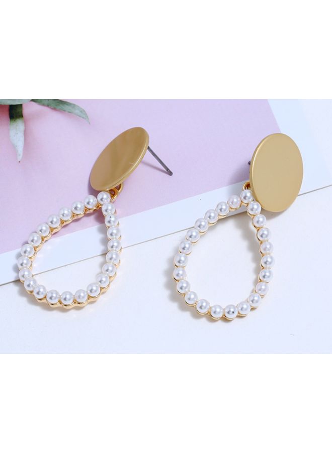 J&J Drop Shaped Pearl Detail Dangle Earrings - Image 3