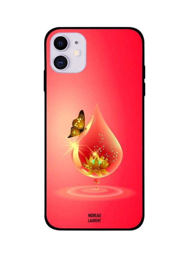 Moreau Laurent Protective Case Cover For Apple iPhone 11 Golden Butterfly Red Waterdrop
