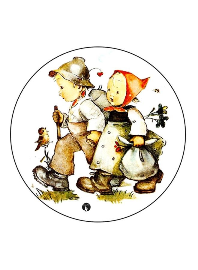 BP Vintage Art Round Mouse Pad White/Brown/Yellow