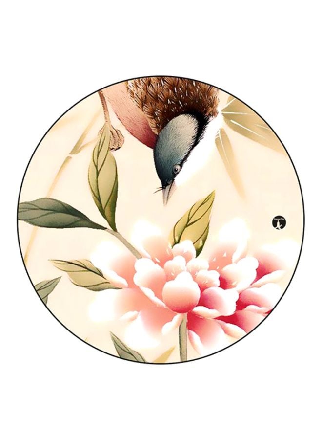 BP Flowers Round Mouse Pad Beige/Green/Red