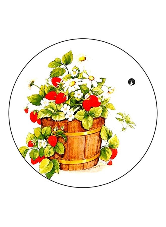 Flowers Round Mouse Pad White/Brown/Green