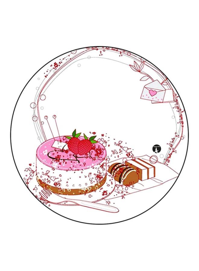 لوح ماوس بطبعة طعام أبيض/وردي/بني