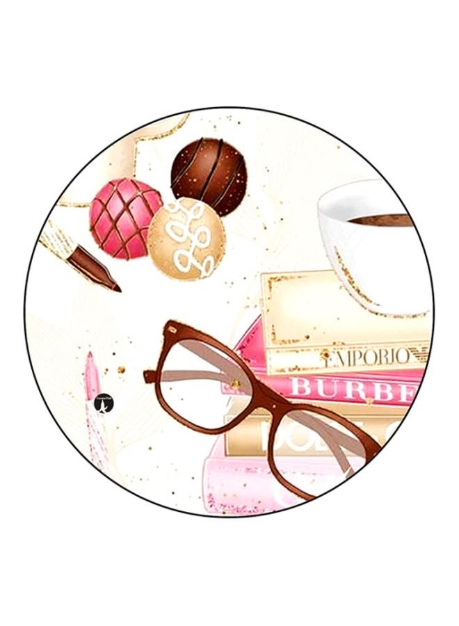 BP A Glasses Printed Mouse Pad White/Pink/Brown