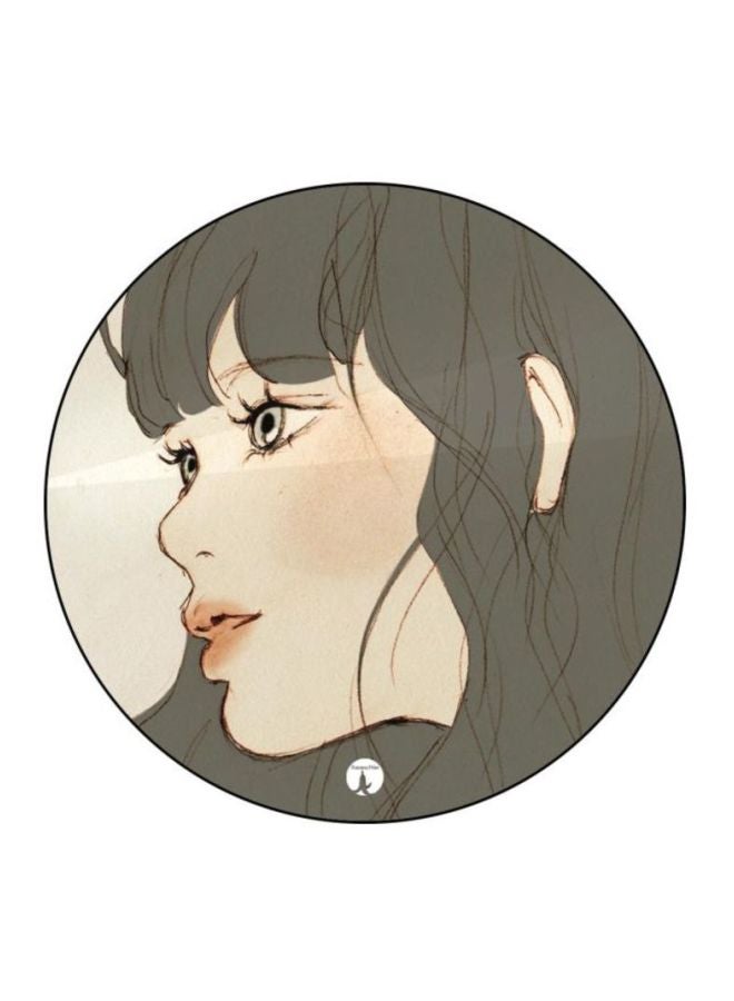 Girl Printed Mouse Pad Grey/Beige