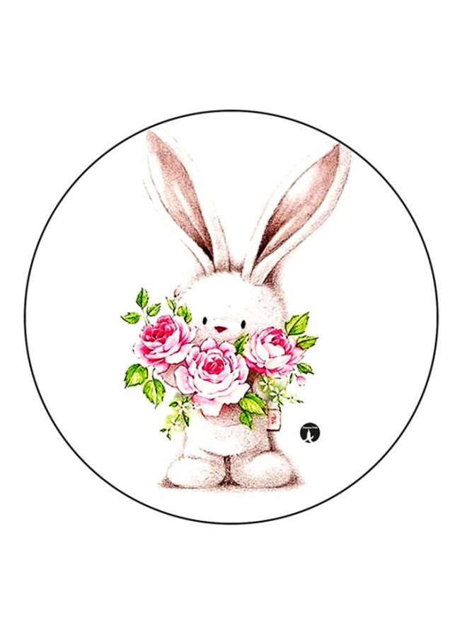 A Rabbit Printed Mouse Pad White/Pink/Green