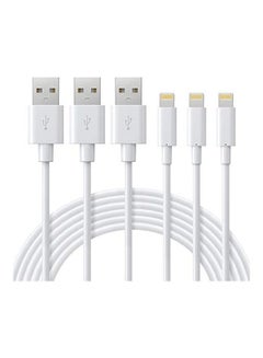 3-Piece USB Lightning Data Sync And Charging Cable Set White