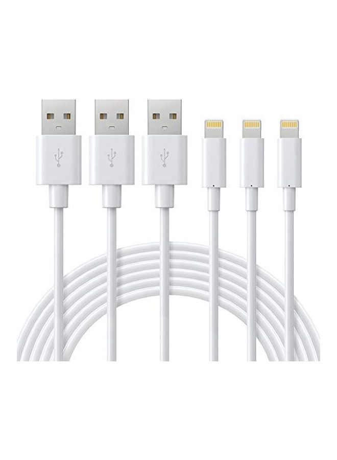 Generic - 3-Piece USB Lightning Data Sync And Charging Cable Set White - Image 1