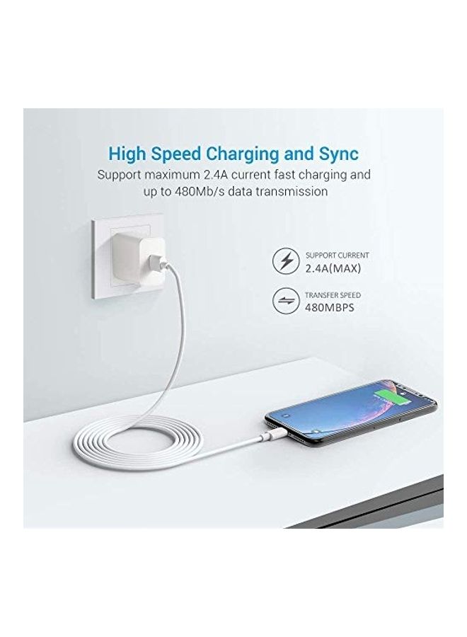 Generic - 3-Piece USB Lightning Data Sync And Charging Cable Set White - Image 1