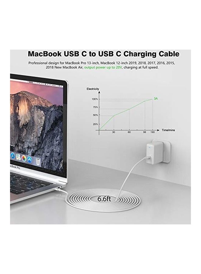 مجموعة كابلات للشحن من USB C إلى USB C ومُكونة من قطعتين أبيض - Image 4