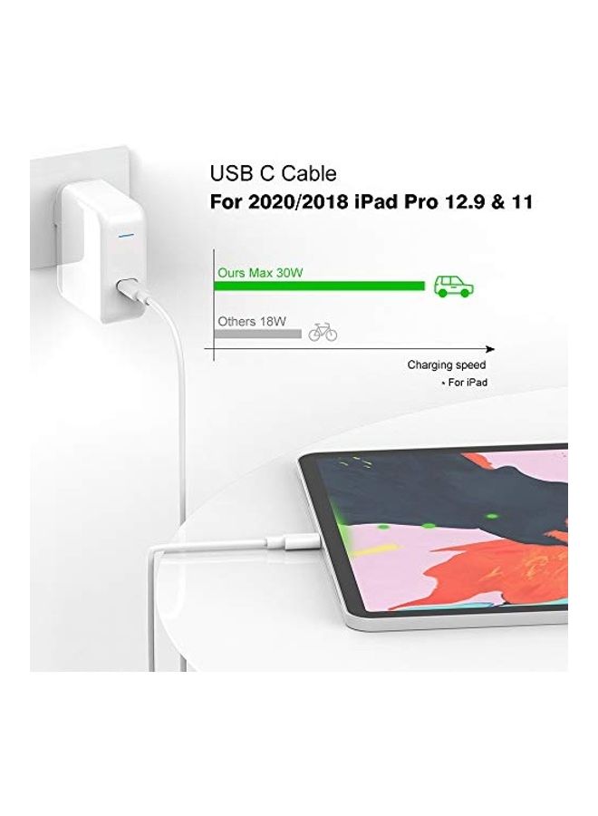 مجموعة كابلات للشحن من USB C إلى USB C ومُكونة من قطعتين أبيض - Image 3
