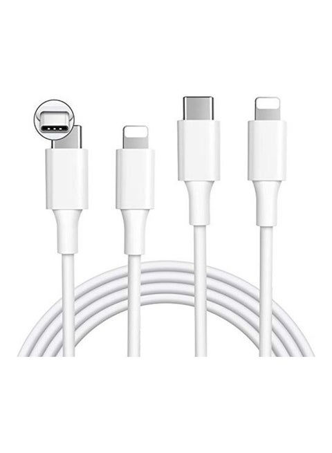 MFi Certified USB C to Lightning Cable Pack Of 2 White