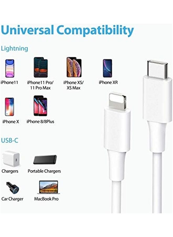 Generic - MFi Certified USB C to Lightning Cable Pack Of 2 White - Image 1