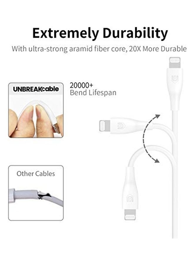 MFi Certified USB Fast Charging Lightning Cable For iPhone White - Image 3