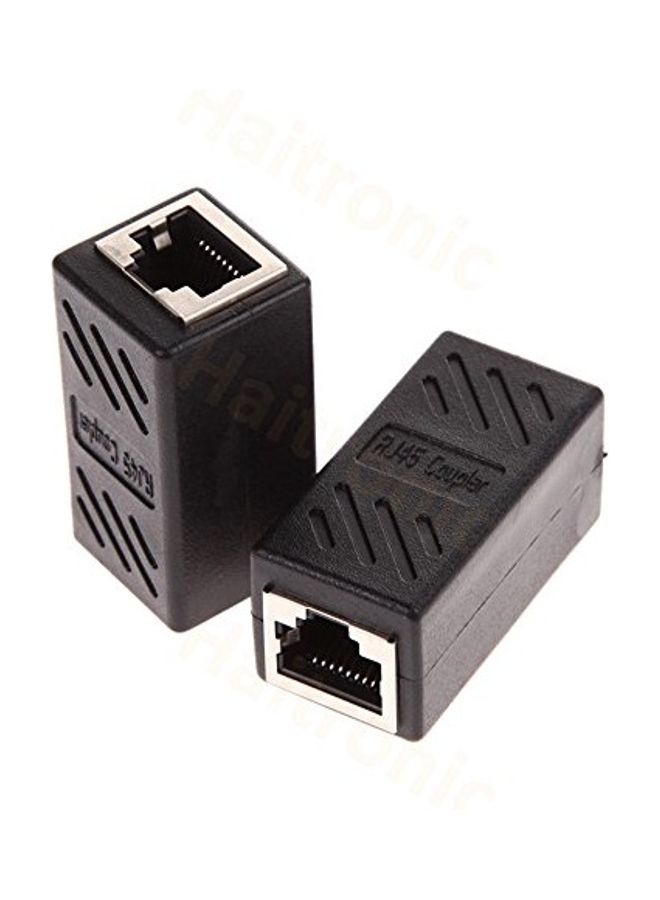 Haitronic RJ45 Coupler ethernet LAN Connector Cable Pack Of 2 black - Image 1