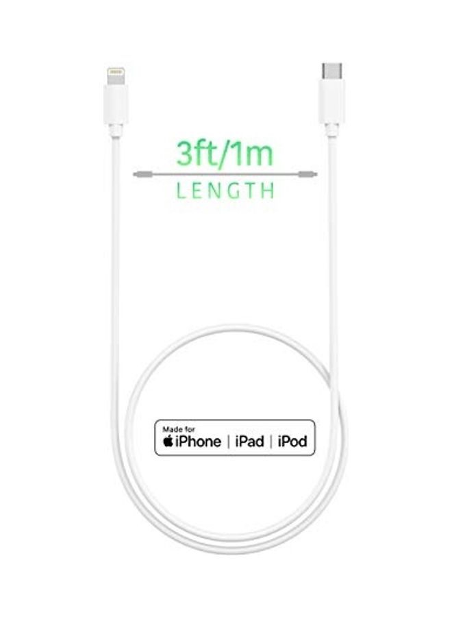 Generic - MFi Certified Lightning to USB C Short Cable White - Image 1