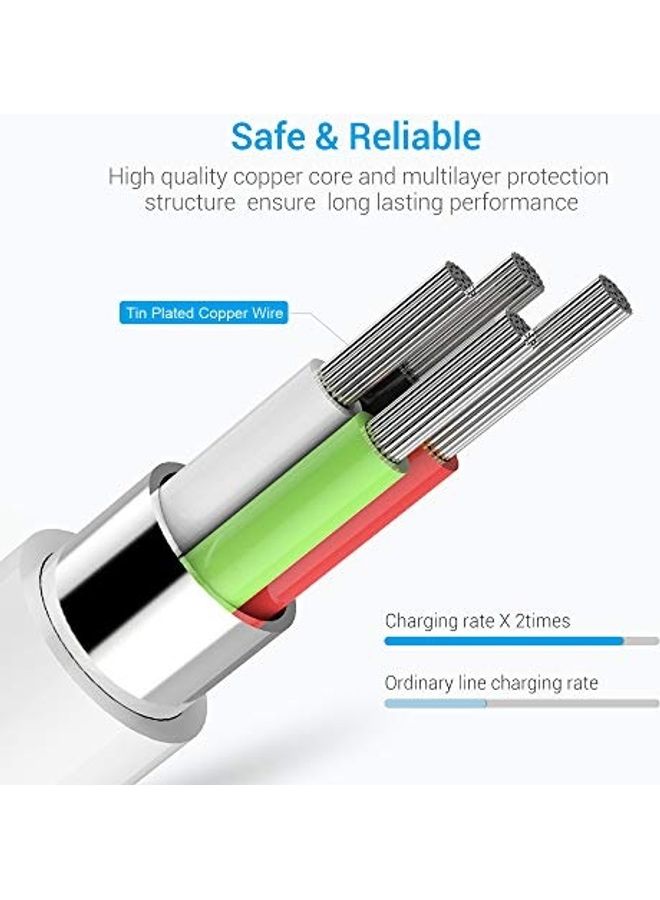 مجموعة كابلات شحن فاخرة من لايتنينغ إلى USB من 3 قطع . أبيض - Image 2