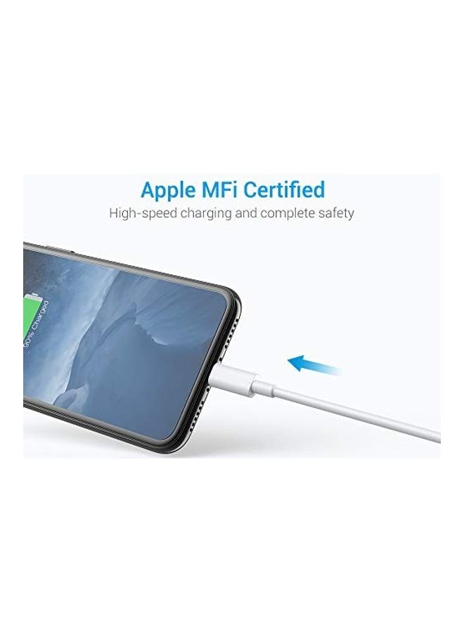 مجموعة كابلات شحن فاخرة من لايتنينغ إلى USB من 3 قطع . أبيض - Image 5
