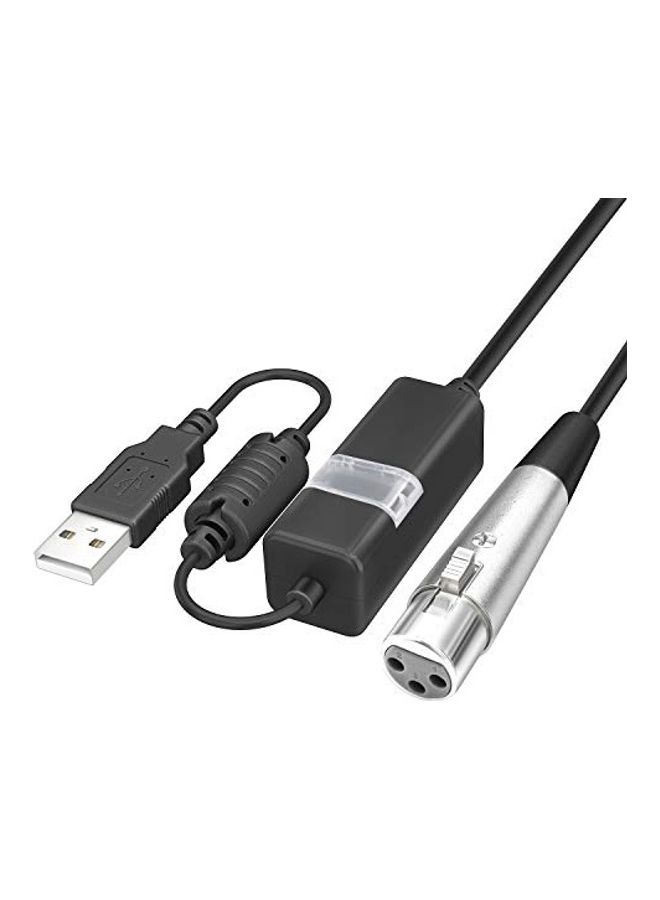 Generic USB to XLR Female Mic Link Converter Cable Black  - Image 1