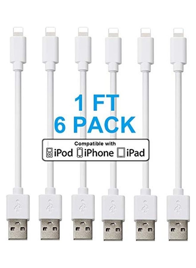 Short USB Charging Cable Pack Of 6 White  - Image 5