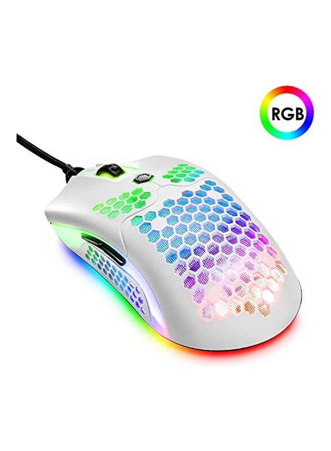 Honeycomb White Gaming Mouse Wired - Image 1