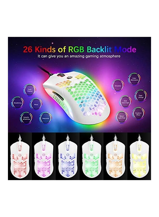 Honeycomb White Gaming Mouse Wired - Image 3