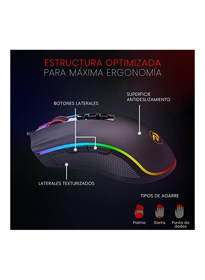 REDRAGON M711 Cobra Gaming Mouse with 16.8 Million RGB Color Backlit, 12,400 DPI Adjustable, Comfortable Grip, 8 Programmable Buttons, Black - Image 4