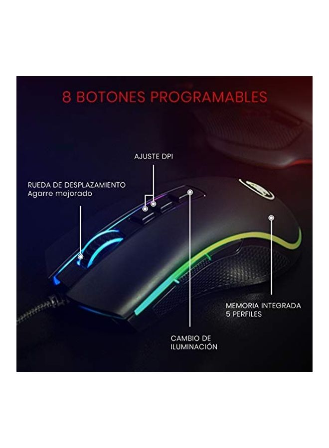 REDRAGON M711 Cobra Gaming Mouse with 16.8 Million RGB Color Backlit, 12,400 DPI Adjustable, Comfortable Grip, 8 Programmable Buttons, Black - Image 5