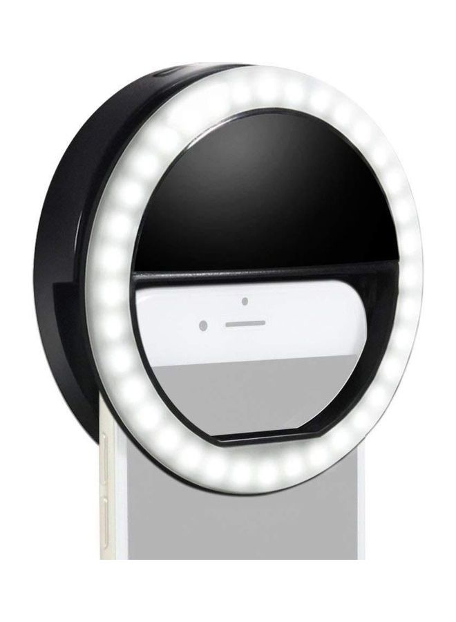 36-LED Round Selfie Ring Light With Camera Lamp White/Black  - Image 1