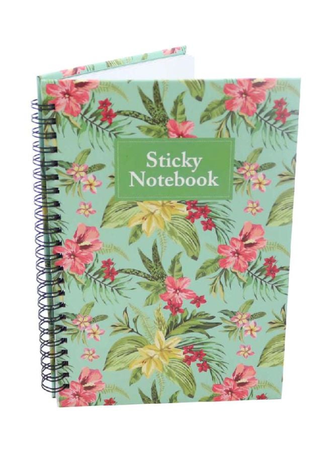 روكو دفتر ملاحظات مقاس A5 بسلك حلزوني وطبعة زهور أخضر / أصفر / وردي - Image 1