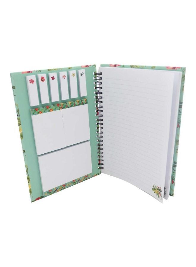 روكو دفتر ملاحظات مقاس A5 بسلك حلزوني وطبعة زهور أخضر / أصفر / وردي - Image 2