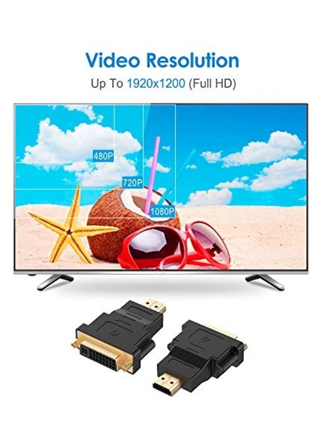 رانكي محول من HDMI (ذكر) إلى DVI (أنثى) مكون من قطعتين أسود/ذهبي - Image 2