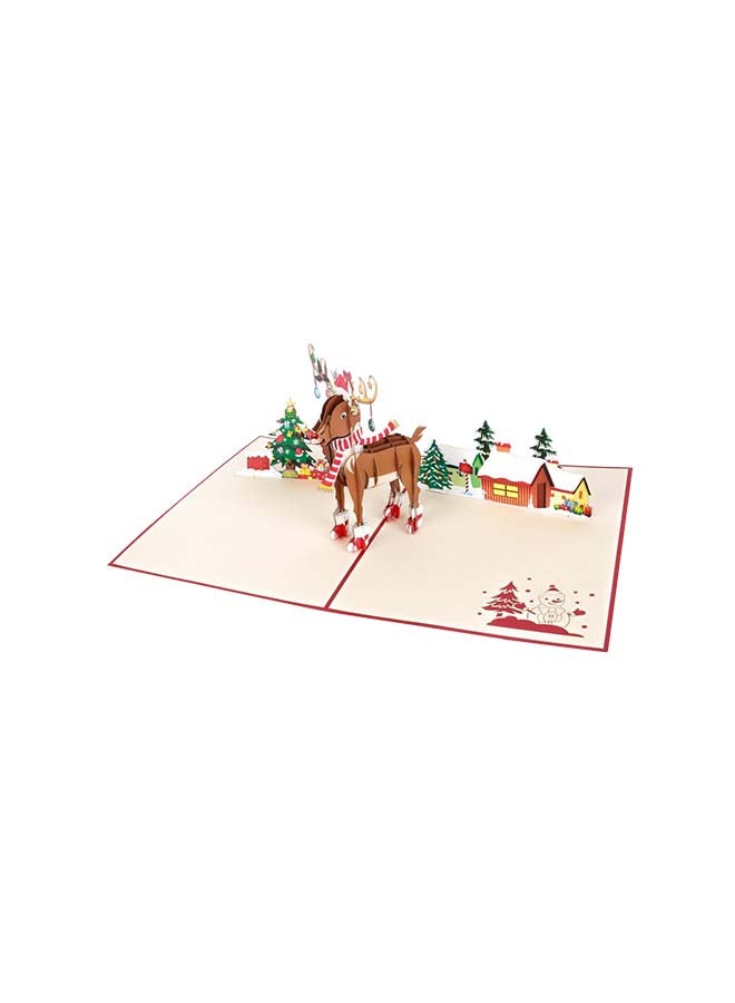 Abra Cards - Rudolph With Decorations And Wintery Backdrop Christmas Greeting Card - Image 1