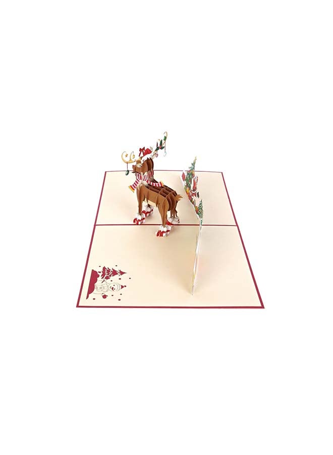 Abra Cards - Rudolph With Decorations And Wintery Backdrop Christmas Greeting Card - Image 1
