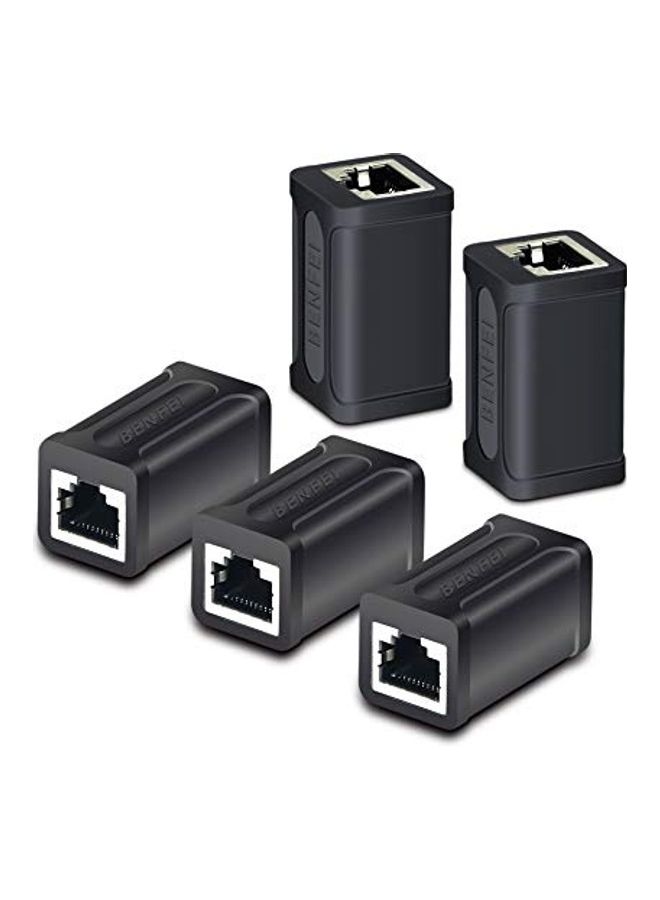 Benfei 5-Piece RJ45 Female To Female Ethernet Coupler Black/Silver - Image 1