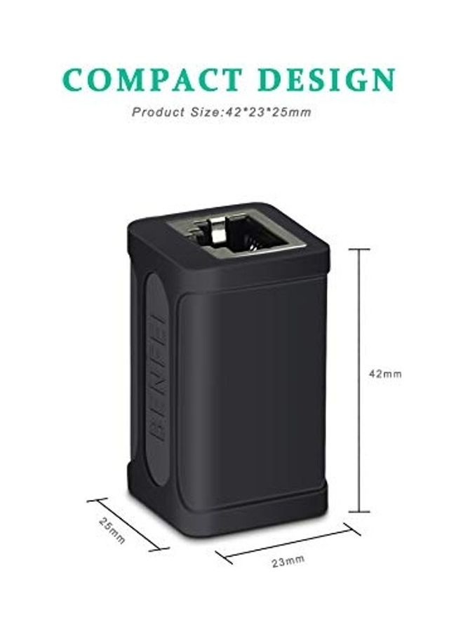 Benfei 5-Piece RJ45 Female To Female Ethernet Coupler Black/Silver - Image 2