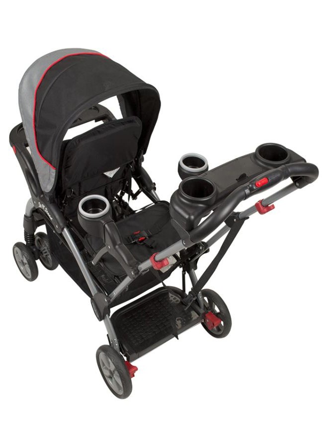 babytrend Sit N' Stand Double Seat Stroller - Black/Grey/Red  - Image 4