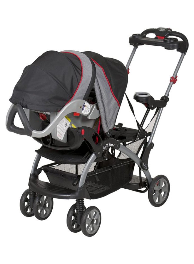 babytrend Sit N' Stand Double Seat Stroller - Black/Grey/Red  - Image 3