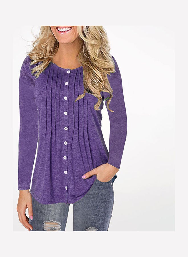Button Detail Dress Purple - Image 1