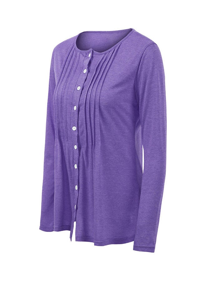 Button Detail Dress Purple - Image 3