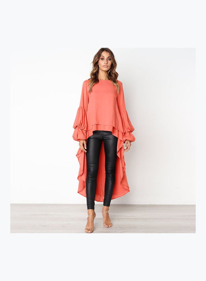 Asymmetrical Longline Blouse Orange - Image 1