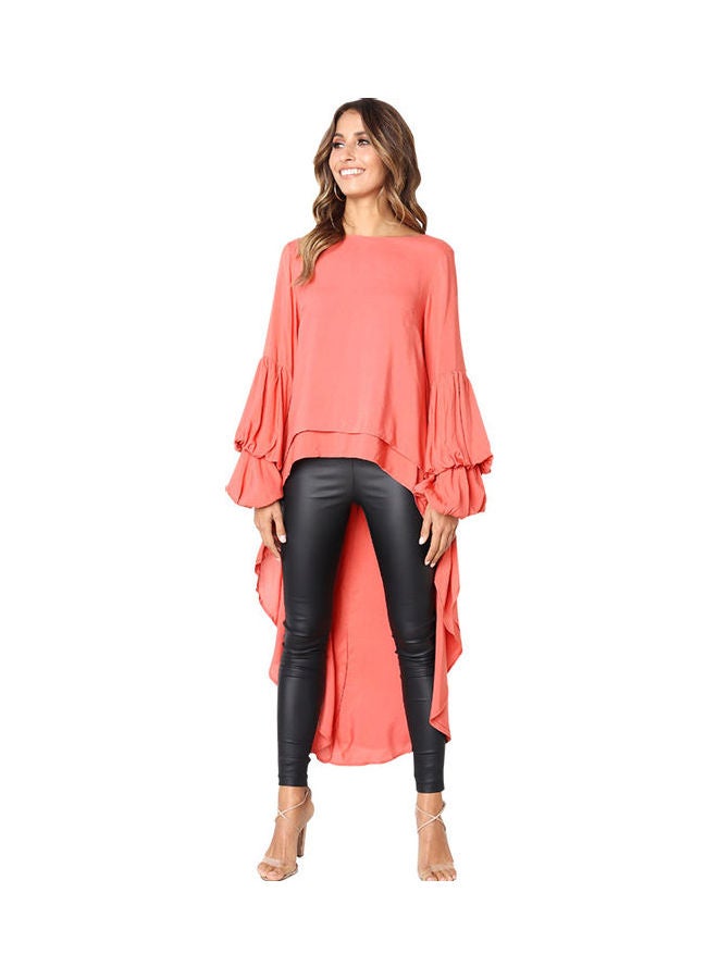Asymmetrical Longline Blouse Orange - Image 4