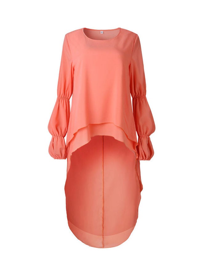 Asymmetrical Longline Blouse Orange - Image 2