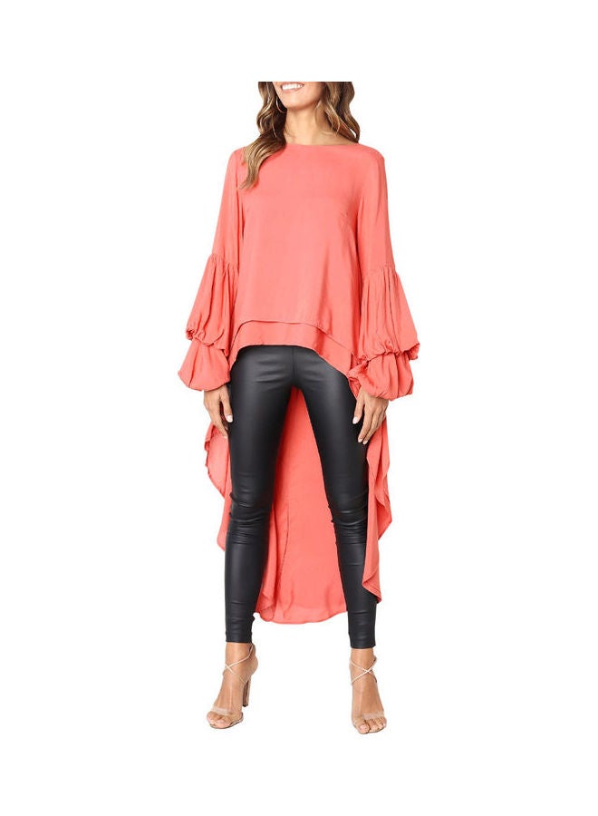 Asymmetrical Longline Blouse Orange - Image 5