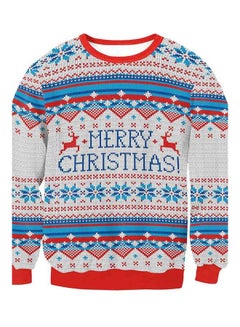 ماركة غير محددة سويت شيرت بطبعة "Merry Christmas" رمادي/ أزرق/ أحمر  - Image 1