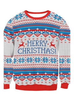 ماركة غير محددة سويت شيرت بطبعة "Merry Christmas" رمادي/ أزرق/ أحمر  - Image 5