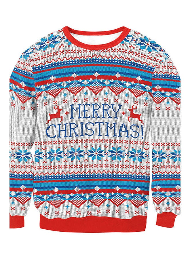 سويت شيرت بطبعة "Merry Christmas" رمادي/ أزرق/ أحمر  - Image 5